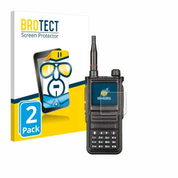Face avant d’un emballage produit avec le logo de la marque BROTECT. À côté, l’appareil Radtel RT-470X est représenté avec la 