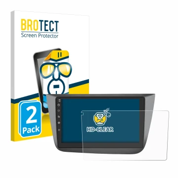 Face avant d’un emballage produit avec le logo de la marque BROTECT. À côté, l’appareil Topway Android CarPlay (9