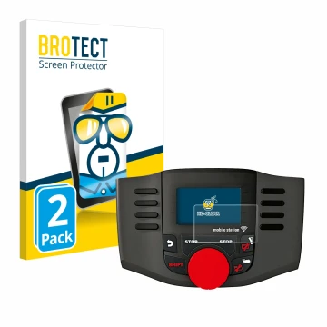Face avant d’un emballage produit avec le logo de la marque BROTECT. À côté, l’appareil Märklin Mobile Station WLAN 60667 est 