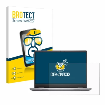 Face avant d’un emballage produit avec le logo de la marque BROTECT. À côté, l’appareil Dell Precision 7670 Non-Touch est repr