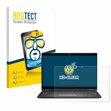 Face avant d’un emballage produit avec le logo de la marque BROTECT. À côté, l’appareil Dell Latitude 7390 2-in-1 est représen