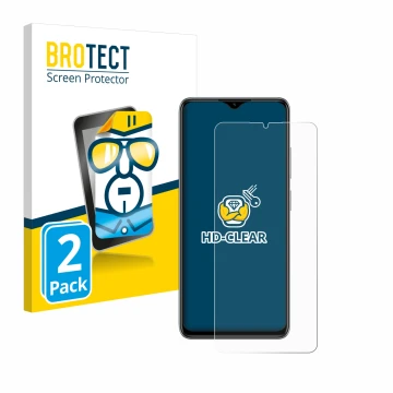 Face avant d’un emballage produit avec le logo de la marque BROTECT. À côté, l’appareil ZTE Blade A73 est représenté avec la p