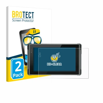 Face avant d’un emballage produit avec le logo de la marque BROTECT. À côté, l’appareil Hugerock X7 est représenté avec la pro