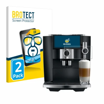 Face avant d’un emballage produit avec le logo de la marque BROTECT. À côté, l’appareil Jura J8 twin est représenté avec la pr