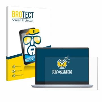 Face avant d’un emballage produit avec le logo de la marque BROTECT. À côté, l’appareil Dell Inspiron 14 Plus 7440 Laptop est 