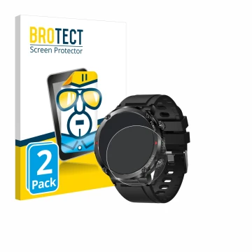 Face avant d’un emballage produit avec le logo de la marque BROTECT. À côté, l’appareil LIGE Smartwatch 1.6