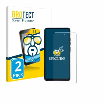 Face avant d’un emballage produit avec le logo de la marque BROTECT. À côté, l’appareil Motorola Moto G24 est représenté avec 