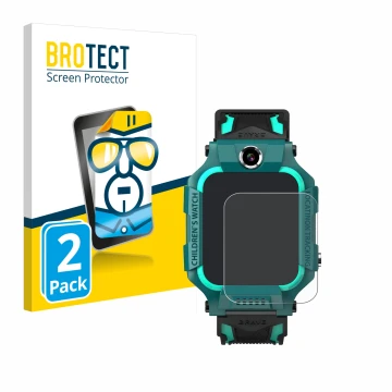 Face avant d’un emballage produit avec le logo de la marque BROTECT. À côté, l’appareil Retoo Smartwatch 1.44