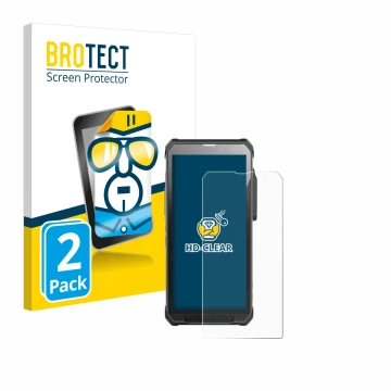 Face avant d’un emballage produit avec le logo de la marque BROTECT. À côté, l’appareil RugGear RG880 est représenté avec la p