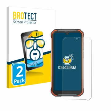 Face avant d’un emballage produit avec le logo de la marque BROTECT. À côté, l’appareil Blackview BV7200 est représenté avec l