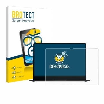 Face avant d’un emballage produit avec le logo de la marque BROTECT. À côté, l’appareil Samsung Galaxy Book4 Pro 14