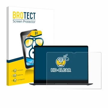 Face avant d’un emballage produit avec le logo de la marque BROTECT. À côté, l’appareil Samsung Galaxy Book4 Pro 16