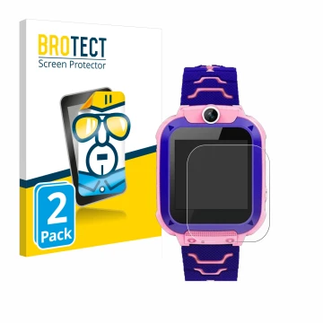 Face avant d’un emballage produit avec le logo de la marque BROTECT. À côté, l’appareil Bothergu Kids Smartwatch Q12 est repré