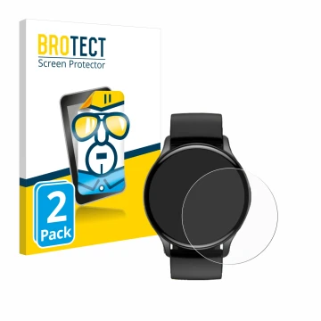 Face avant d’un emballage produit avec le logo de la marque BROTECT. À côté, l’appareil Sross Smartwatch 1.43
