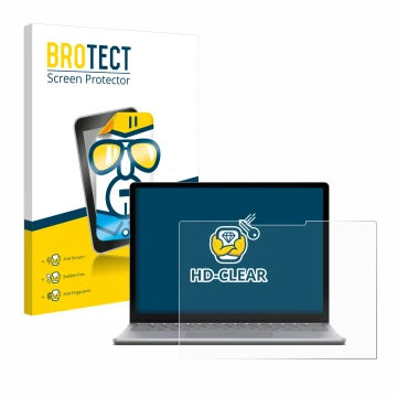 Face avant d’un emballage produit avec le logo de la marque BROTECT. À côté, l’appareil Microsoft Surface Laptop 6 15