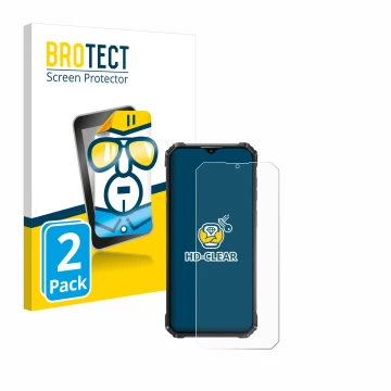 Face avant d’un emballage produit avec le logo de la marque BROTECT. À côté, l’appareil Oukitel WP36 est représenté avec la pr