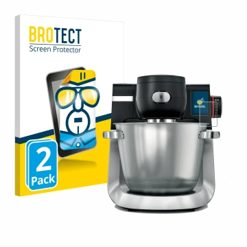 Face avant d’un emballage produit avec le logo de la marque BROTECT. À côté, l’appareil Bosch MUM Serie 6 est représenté avec 