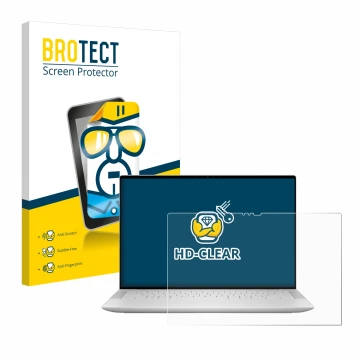 Face avant d’un emballage produit avec le logo de la marque BROTECT. À côté, l’appareil Dell XPS 14 9440 Touch est représenté 