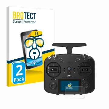 Face avant d’un emballage produit avec le logo de la marque BROTECT. À côté, l’appareil FrSky TWIN X14 est représenté avec la 