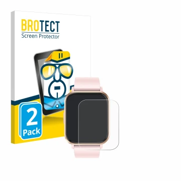 Face avant d’un emballage produit avec le logo de la marque BROTECT. À côté, l’appareil walkbee Smartwatch 1.83