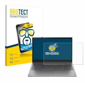 Face avant d’un emballage produit avec le logo de la marque BROTECT. À côté, l’appareil Lenovo ThinkBook 15 Gen 4 est représen