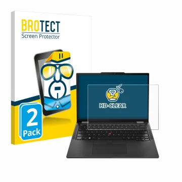 Face avant d’un emballage produit avec le logo de la marque BROTECT. À côté, l’appareil Lenovo ThinkPad X13 Gen 5 est représen
