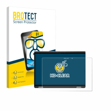 Face avant d’un emballage produit avec le logo de la marque BROTECT. À côté, l’appareil Dell Latitude 7440 2-in-1 est représen