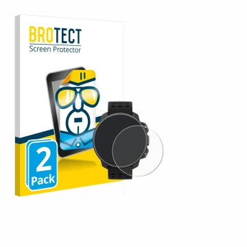 Face avant d’un emballage produit avec le logo de la marque BROTECT. À côté, l’appareil Suunto Vertical Solar est représenté a