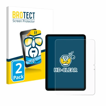 Face avant d’un emballage produit avec le logo de la marque BROTECT. À côté, l’appareil Apple iPad Air 11