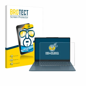 Face avant d’un emballage produit avec le logo de la marque BROTECT. À côté, l’appareil Lenovo Yoga Pro 7 Gen 9 14