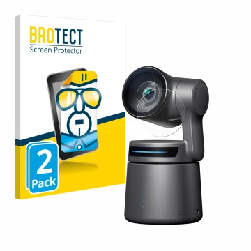 Face avant d’un emballage produit avec le logo de la marque BROTECT. À côté, l’appareil OBSBOT Tail Air est représenté avec la