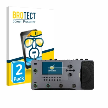 Face avant d’un emballage produit avec le logo de la marque BROTECT. À côté, l’appareil Mooer GE1000 est représenté avec la pr