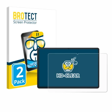 Face avant d’un emballage produit avec le logo de la marque BROTECT. À côté, l’appareil Blackview Tab 90 WiFi est représenté a