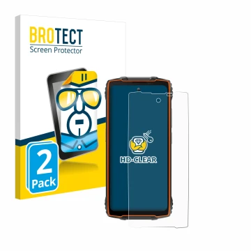 Face avant d’un emballage produit avec le logo de la marque BROTECT. À côté, l’appareil Blackview Oscal Pilot 2 est représenté