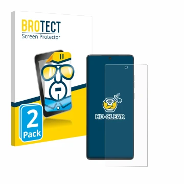 Face avant d’un emballage produit avec le logo de la marque BROTECT. À côté, l’appareil Motorola Moto G85 est représenté avec 