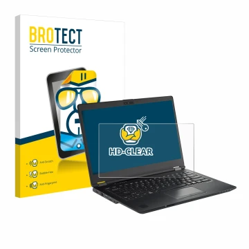 Face avant d’un emballage produit avec le logo de la marque BROTECT. À côté, l’appareil Fujitsu Lifebook U7410 est représenté 