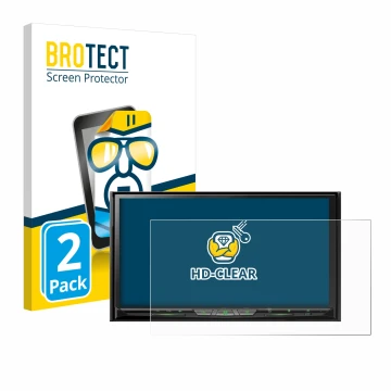 Face avant d’un emballage produit avec le logo de la marque BROTECT. À côté, l’appareil Pioneer AVH-Z9200DAB est représenté av