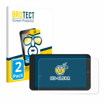 Face avant d’un emballage produit avec le logo de la marque BROTECT. À côté, l’appareil Mediacom SmartPad Iyo 8 est représenté