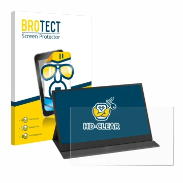 Face avant d’un emballage produit avec le logo de la marque BROTECT. À côté, l’appareil Yodoit PTM15 15.6