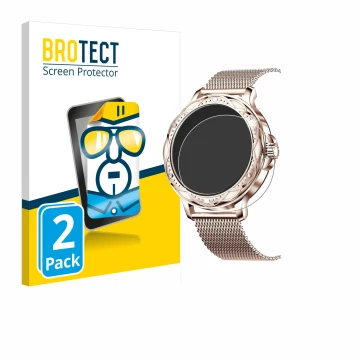 Face avant d’un emballage produit avec le logo de la marque BROTECT. À côté, l’appareil Darmowade Smartwatch 1.2