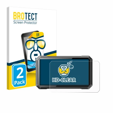 Face avant d’un emballage produit avec le logo de la marque BROTECT. À côté, l’appareil Ricoel Motorcycle CarPlay C7 II est re