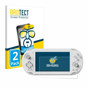 Face avant d’un emballage produit avec le logo de la marque BROTECT. À côté, l’appareil AYN Odin 2 Mini est représenté avec la