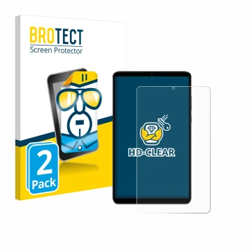 Face avant d’un emballage produit avec le logo de la marque BROTECT. À côté, l’appareil Xiaomi Redmi Pad SE 8.7 est représenté