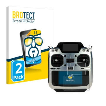 Face avant d’un emballage produit avec le logo de la marque BROTECT. À côté, l’appareil Futaba T26SZ est représenté avec la pr