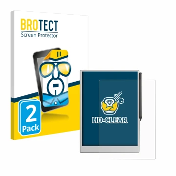 Face avant d’un emballage produit avec le logo de la marque BROTECT. À côté, l’appareil reMarkable Paper Pro est représenté av