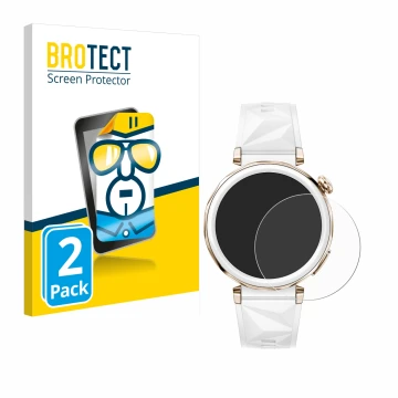 Face avant d’un emballage produit avec le logo de la marque BROTECT. À côté, l’appareil Huawei Watch GT 5 Pro (42 mm) est repr