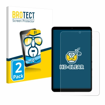 Face avant d’un emballage produit avec le logo de la marque BROTECT. À côté, l’appareil Alldocube iPlay 60 mini Turbo est repr