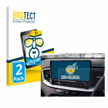 Face avant d’un emballage produit avec le logo de la marque BROTECT. À côté, l’appareil Kia XCeed 2024 est représenté avec la 