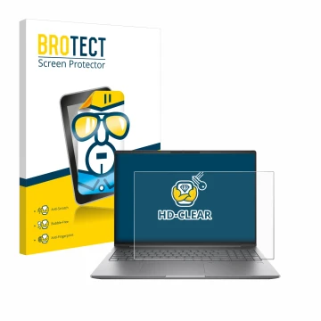 Face avant d’un emballage produit avec le logo de la marque BROTECT. À côté, l’appareil HP ZBook Power 16 G11 est représenté a