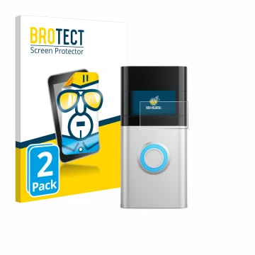 Face avant d’un emballage produit avec le logo de la marque BROTECT. À côté, l’appareil Ring Video Doorbell 3 Plus est représe